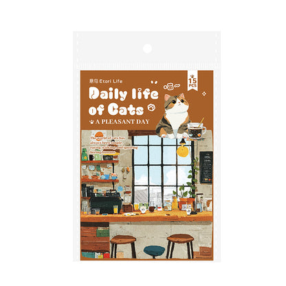 S-12 Meow Meow's Daily Series Cute Cartoon Theme Animal PET Sticker 6Style