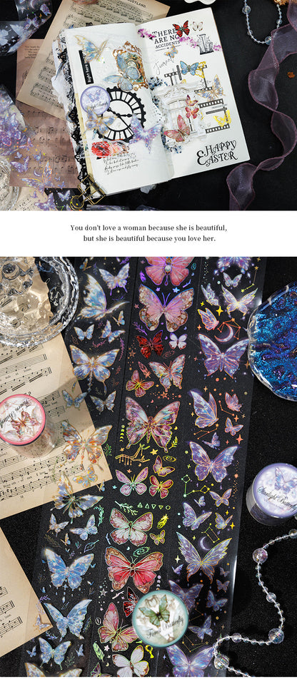 S-28 Ancient Forest PET Adhesive Tape Ice Crystal Butterfly Series 4Style