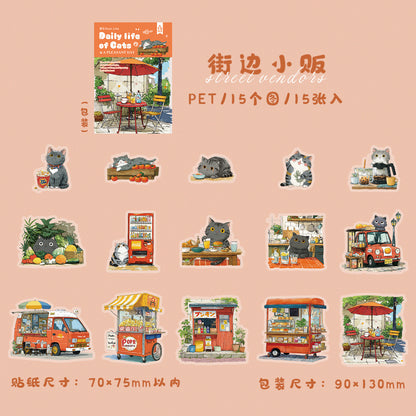 S-12 Meow Meow's Daily Series Cute Cartoon Theme Animal PET Sticker 6Style