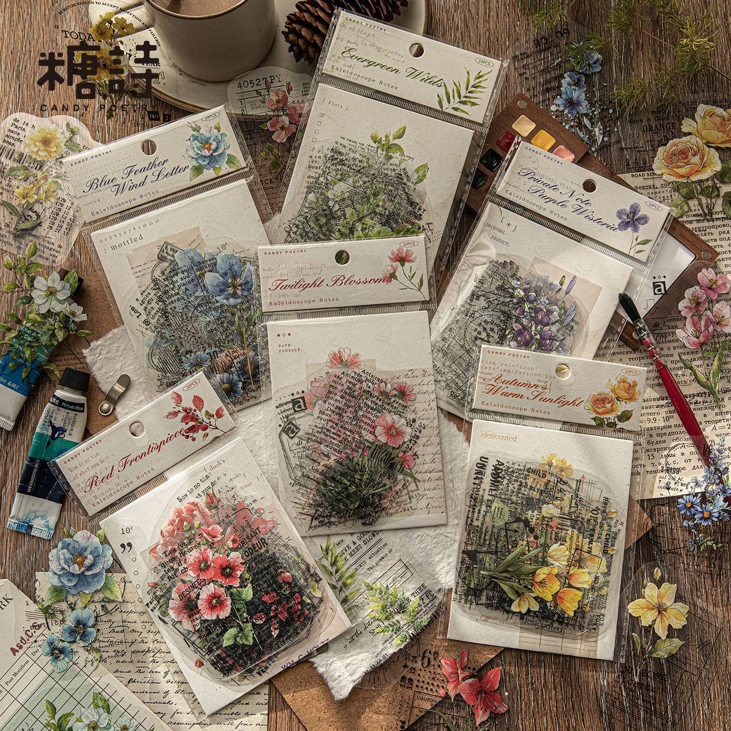 S-44  Kaleidoscope Notes Series Vintage Floral Landscaping Theme 6Style