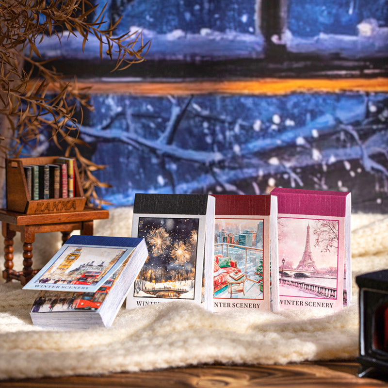 S-18   Sticker Book Winter Light Collection 50Winter Scenery Theme Material 4Style