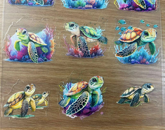 E-33 Sea turtle 3Dembossed sticker one piece