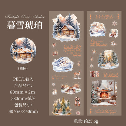 S-42 Dark Phantom Cloud Snow Series Sticker Tape Winter Theme Landscaping 6Style