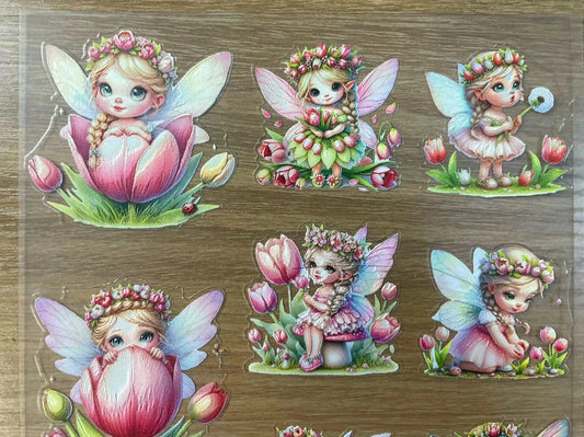 E-31 Tulip fairy 3Dembossed sticker one piece