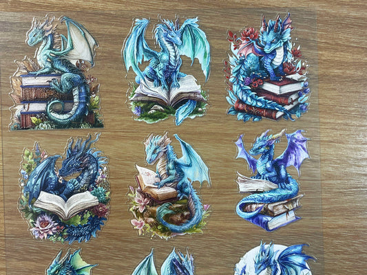 E-89 Scholarly Magic Dragon 3D Embossed sticker 1 piece