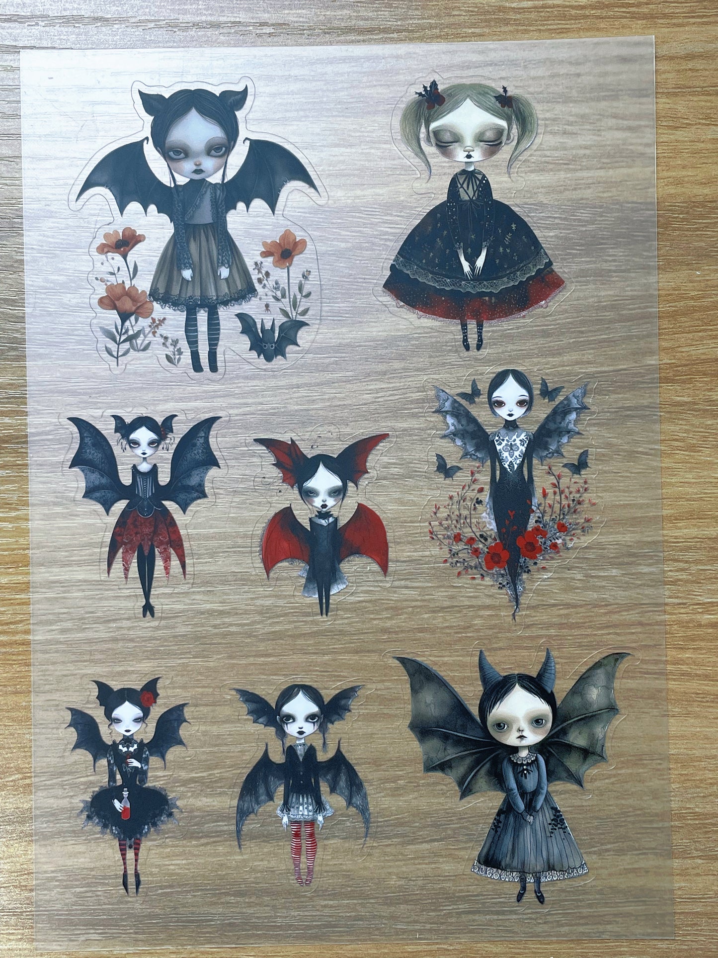 S54 Gothic Fantasy Girl  sticker pet precut A5 size 3 pieces