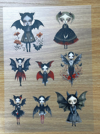 S54 Gothic Fantasy Girl  sticker pet precut A5 size 3 pieces