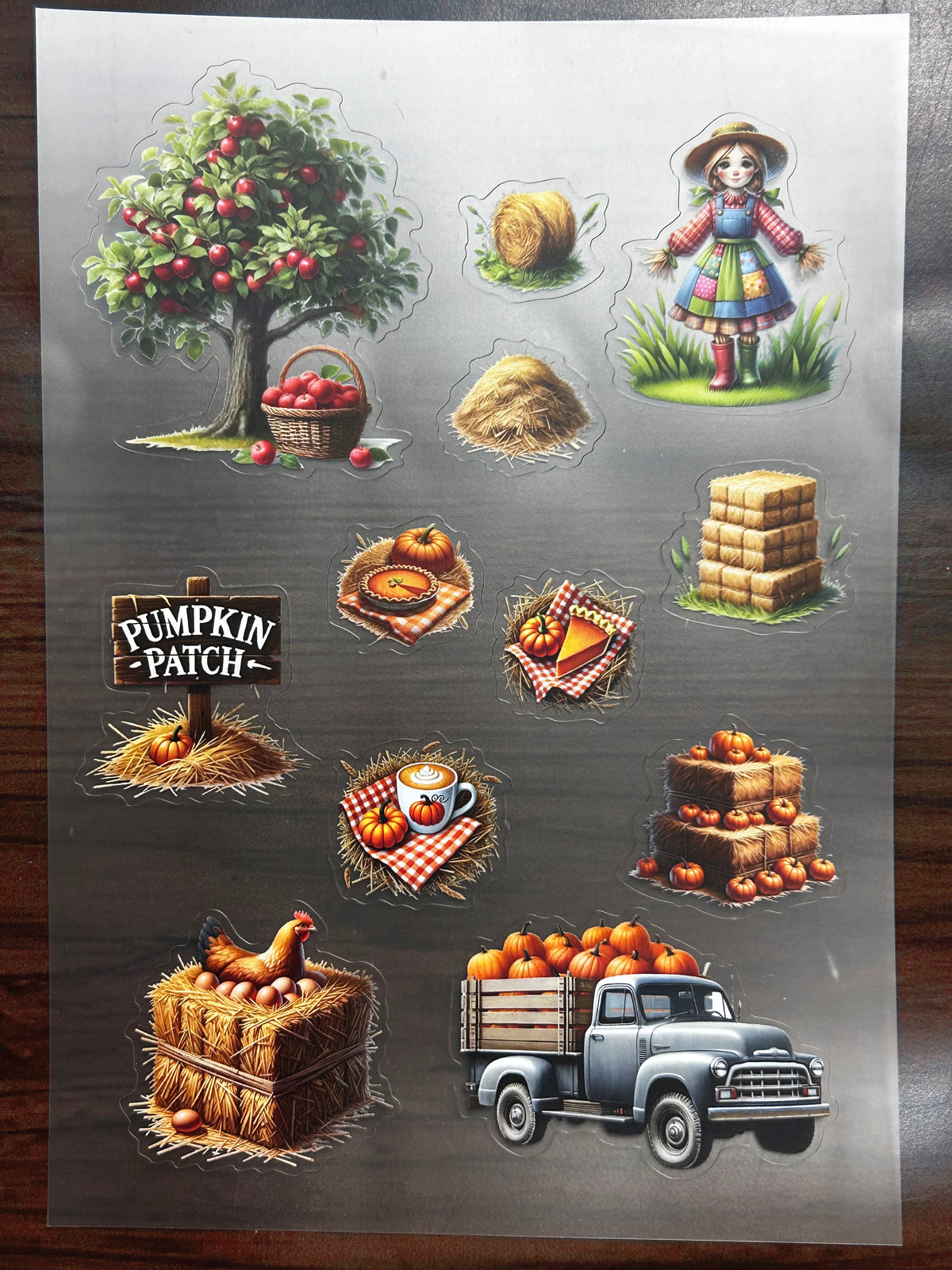 S-175 Autumn Farm sticker pet precut A5 size 2 pieces