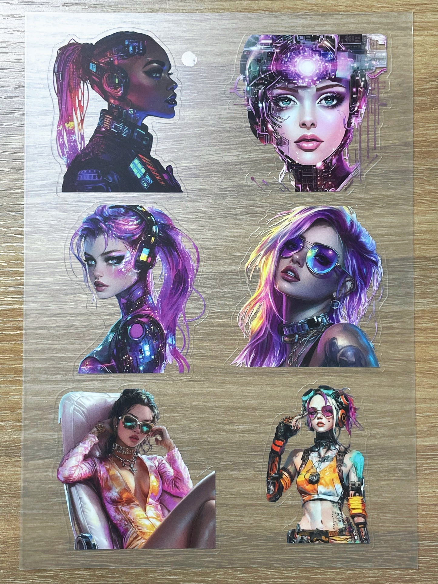 S69 Cyber Neon  sticker pet precut A5 size 6 pieces