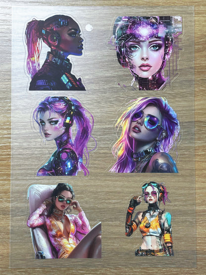 S69 Cyber Neon  sticker pet precut A5 size 6 pieces