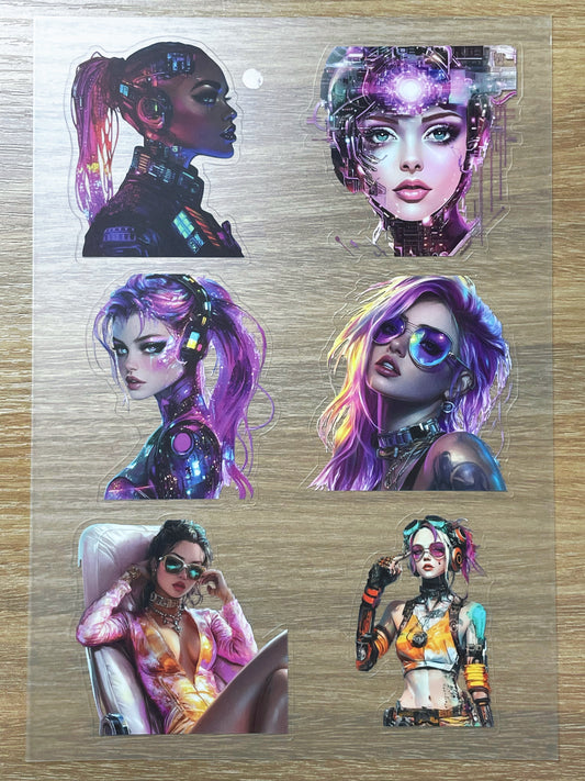 S69 Cyber Neon  sticker pet precut A5 size 6 pieces