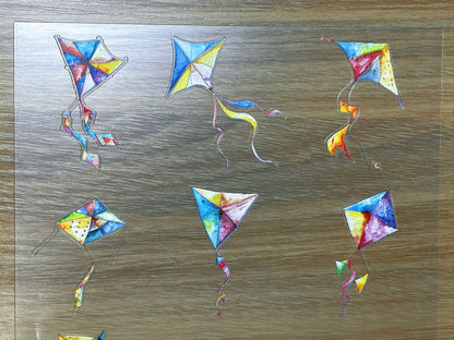 E-102 Fragment Kite 3D Embossed sticker 1 piece