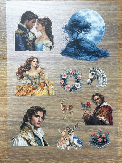 S122 Beauty and the Beast sticker pet precut A5 size 7 pieces