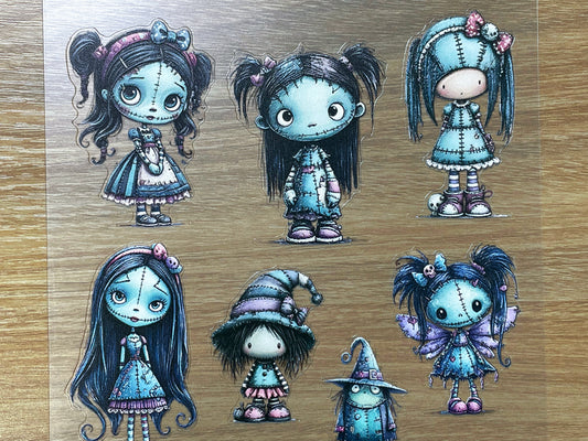 E-143 Blue Ragdoll Girls 3D Embossed sticker 1 piece