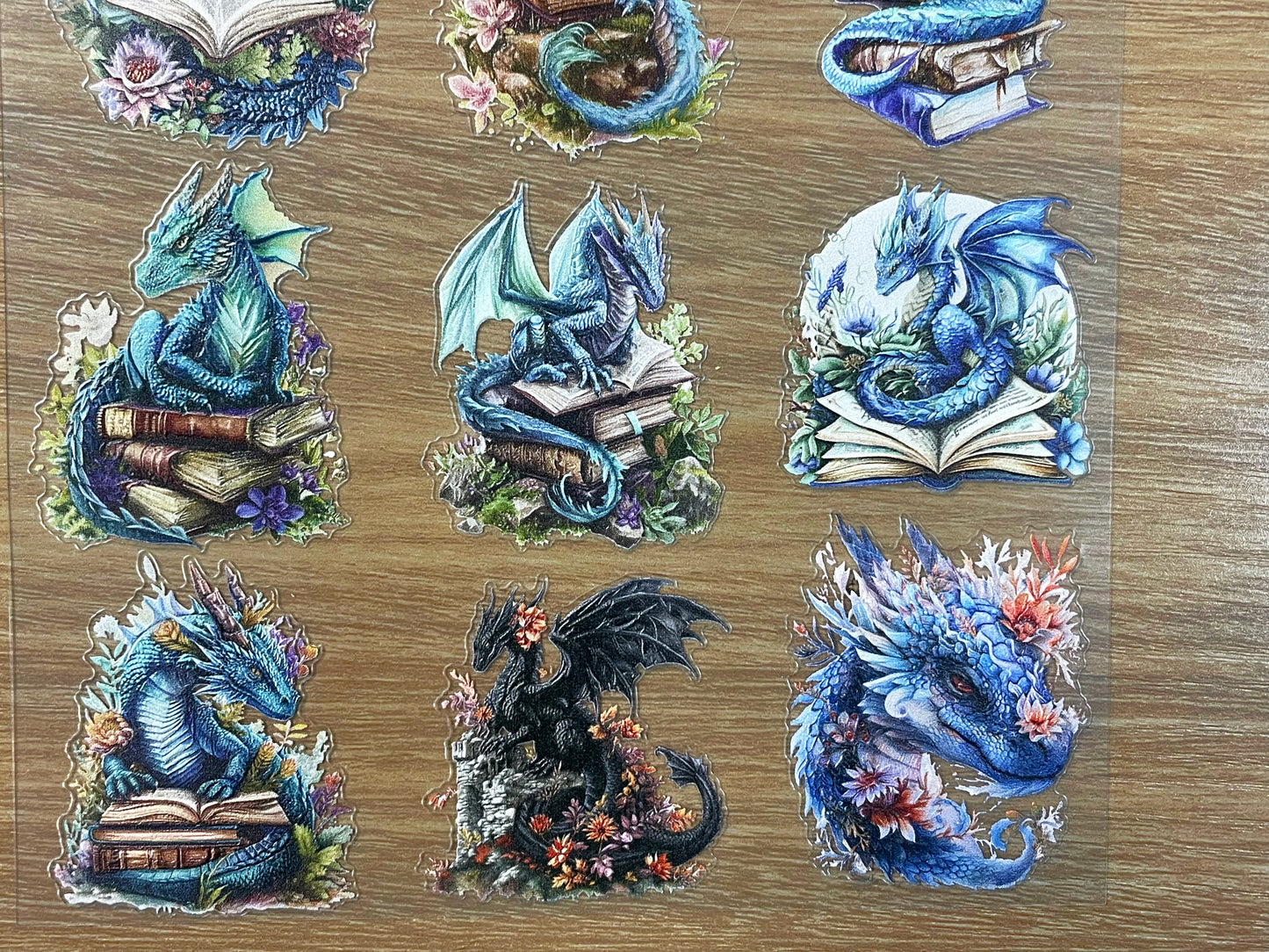 E-89 Scholarly Magic Dragon 3D Embossed sticker 1 piece