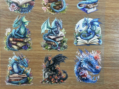 E-89 Scholarly Magic Dragon 3D Embossed sticker 1 piece