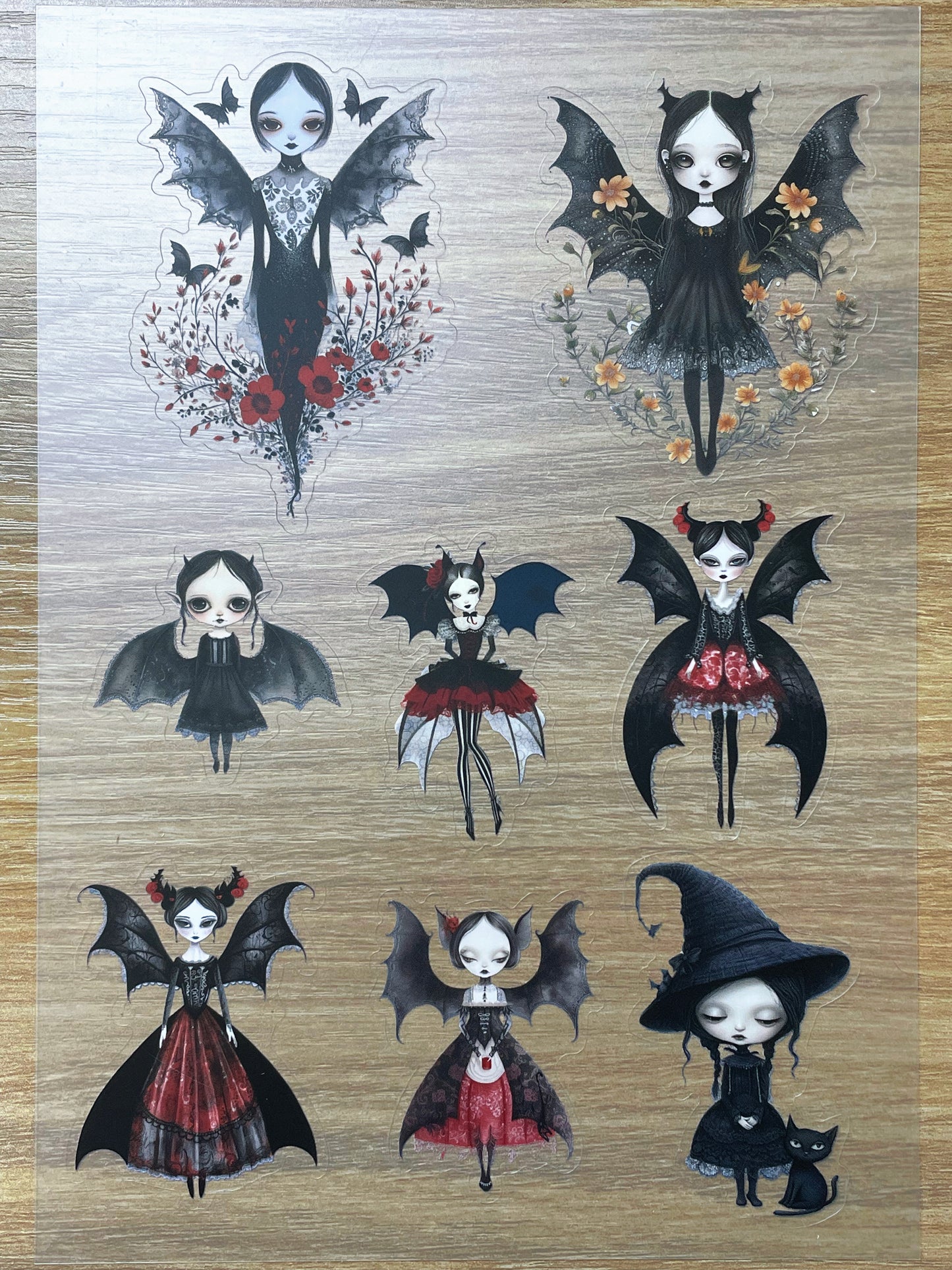 S54 Gothic Fantasy Girl  sticker pet precut A5 size 3 pieces