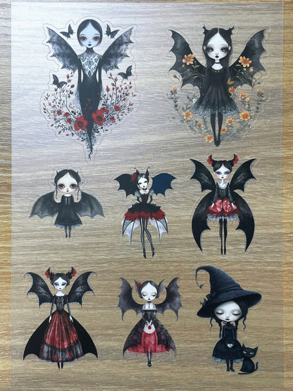 S54 Gothic Fantasy Girl  sticker pet precut A5 size 3 pieces