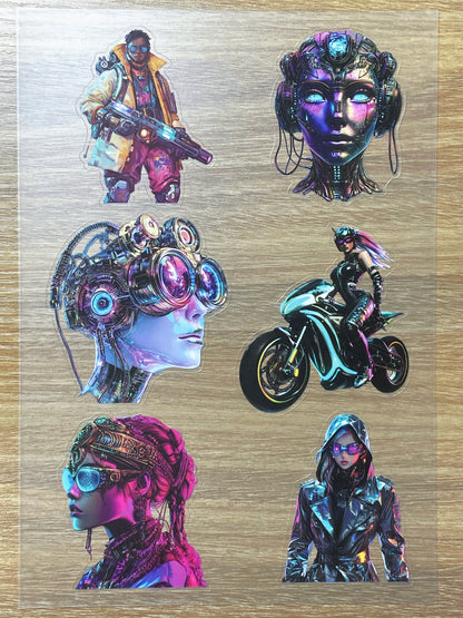 S69 Cyber Neon  sticker pet precut A5 size 6 pieces
