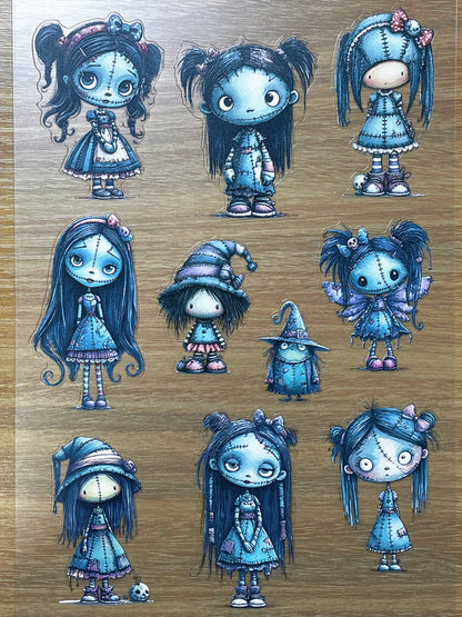 E-143 Blue Ragdoll Girls 3D Embossed sticker 1 piece