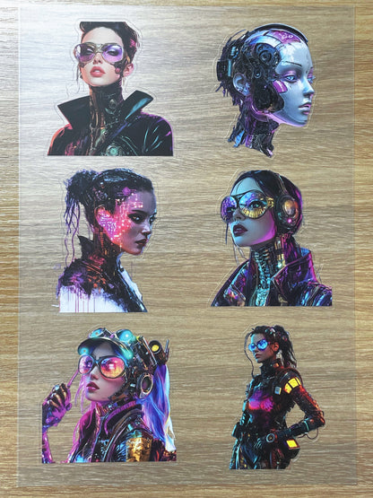S69 Cyber Neon  sticker pet precut A5 size 6 pieces