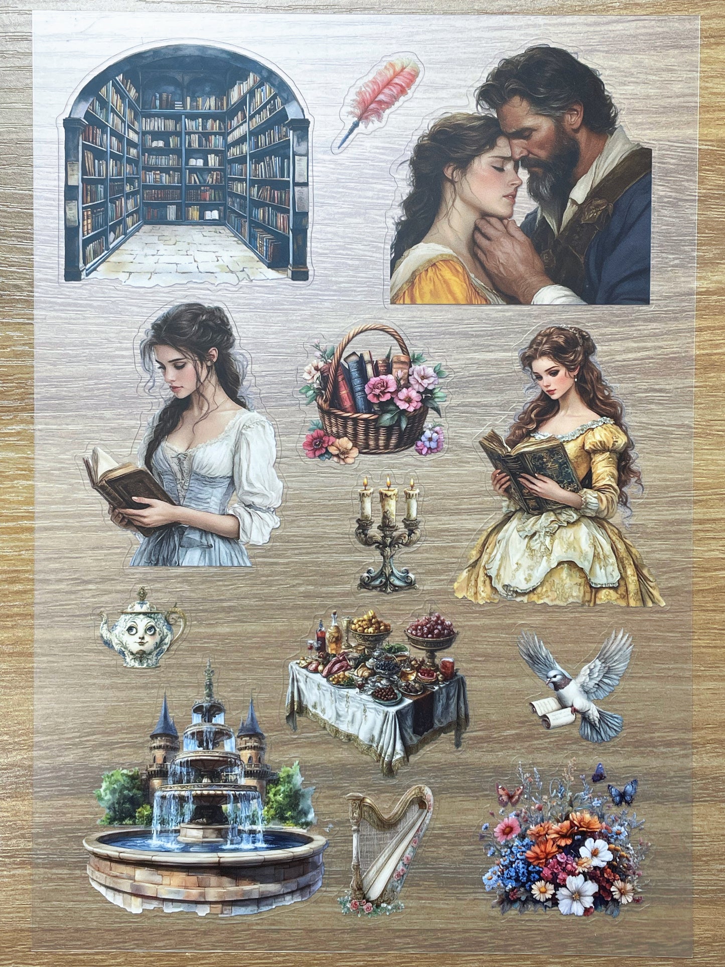 S122 Beauty and the Beast sticker pet precut A5 size 7 pieces