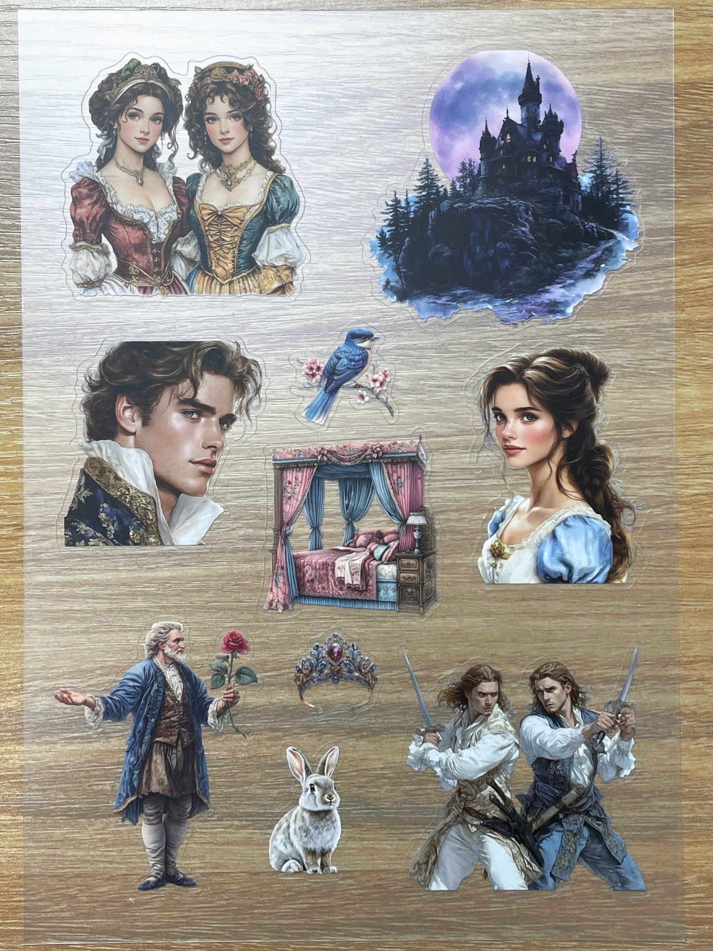 S122 Beauty and the Beast sticker pet precut A5 size 7 pieces