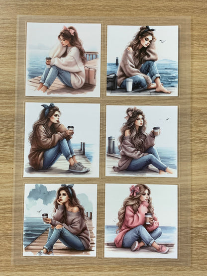 S25 Seaside Coffee Moments  sticker pet precut A5 size 2 pieces