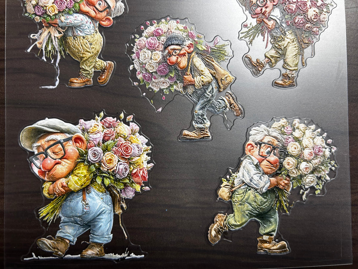 E-220 Bouquet Grandpa 2.0 3D Embossed  sticker A5 size  1 piece
