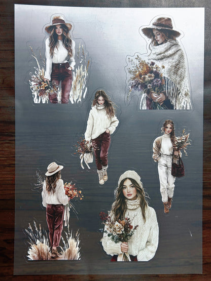 S-179 Autumn Flower sticker pet precut A5 size 2 pieces