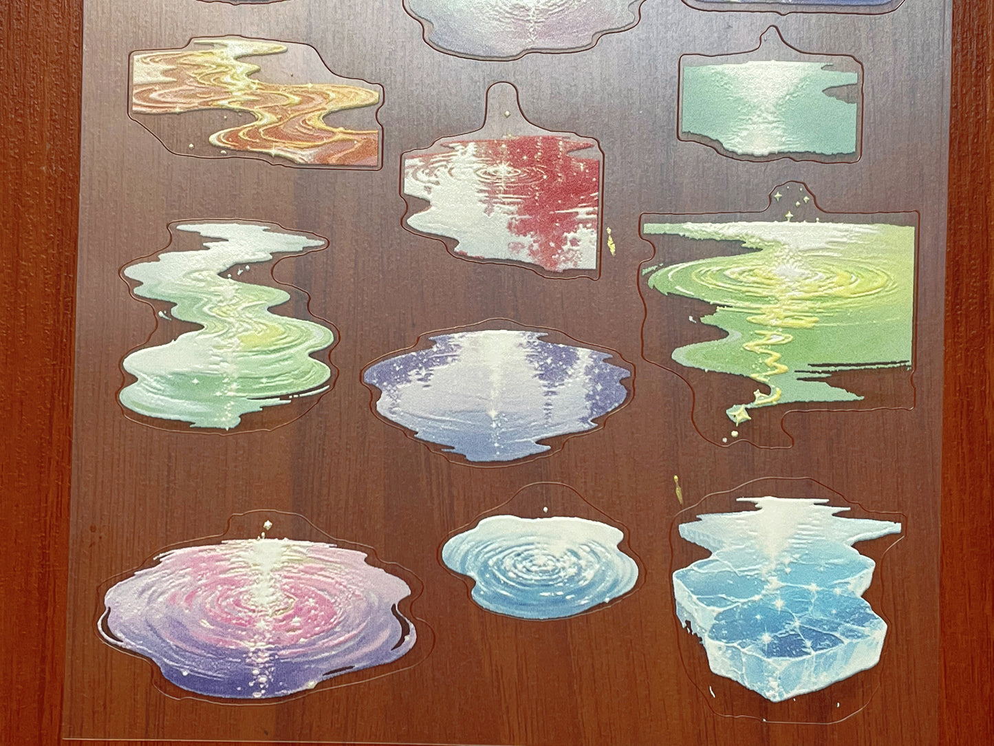 E-136 Iridescent-Wave Reflections 3D Embossed sticker 1 piece