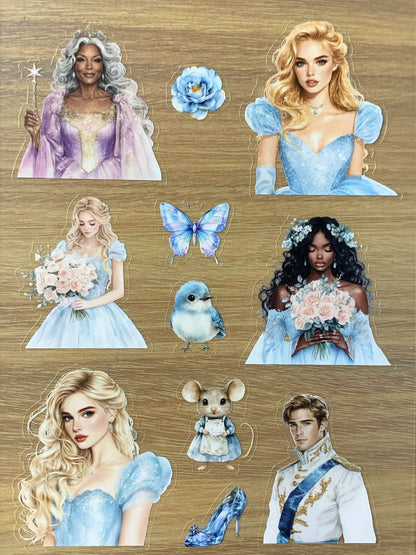 S45  Cinderella  sticker pet precut A5 size 7 pieces