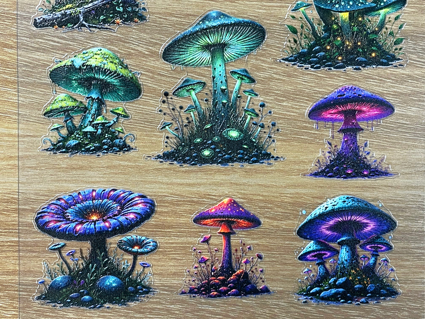 E-84 Glowing Mushroom Grove 3D Embossed sticker 1 piece