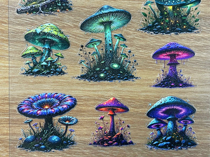 E-84 Glowing Mushroom Grove 3D Embossed sticker 1 piece
