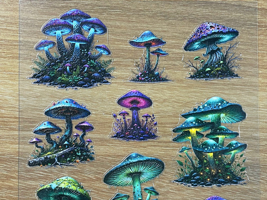 E-84 Glowing Mushroom Grove 3D Embossed sticker 1 piece
