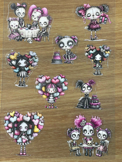 E-73 Dark Sweetheart Dolls 3D Embossed sticker 1 piece