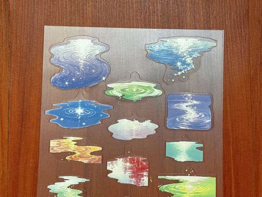 E-136 Iridescent-Wave Reflections 3D Embossed sticker 1 piece