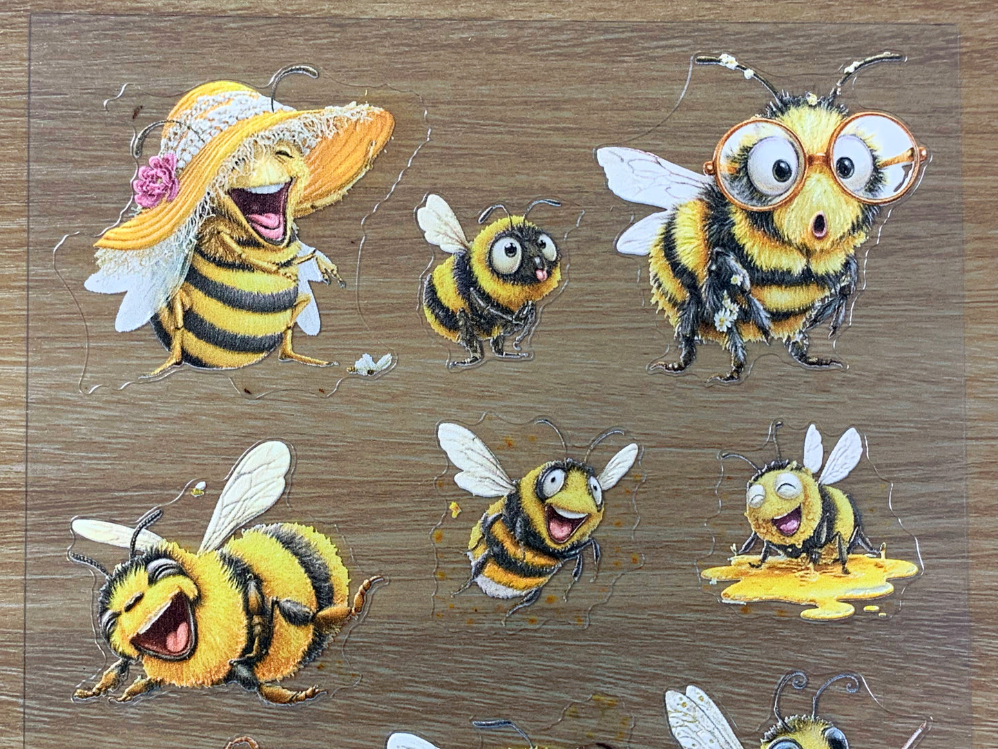 E-101 Straw Hat Bee Farmer 3D Embossed sticker 1 piece
