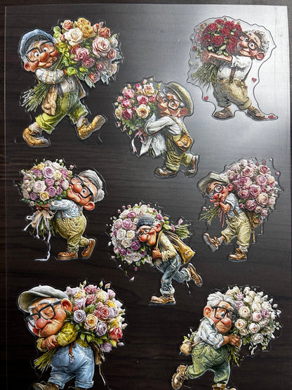 E-220 Bouquet Grandpa 2.0 3D Embossed  sticker A5 size  1 piece
