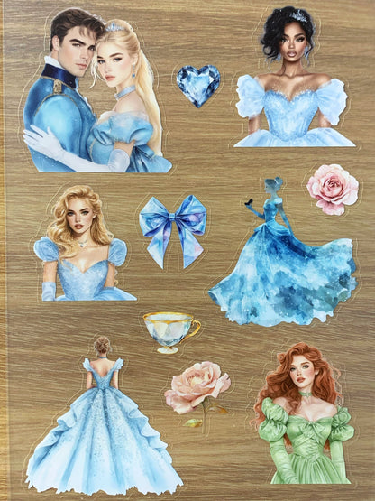 S45  Cinderella  sticker pet precut A5 size 7 pieces