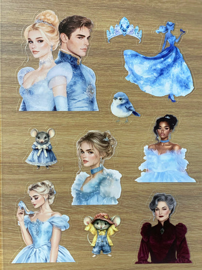 S45  Cinderella  sticker pet precut A5 size 7 pieces
