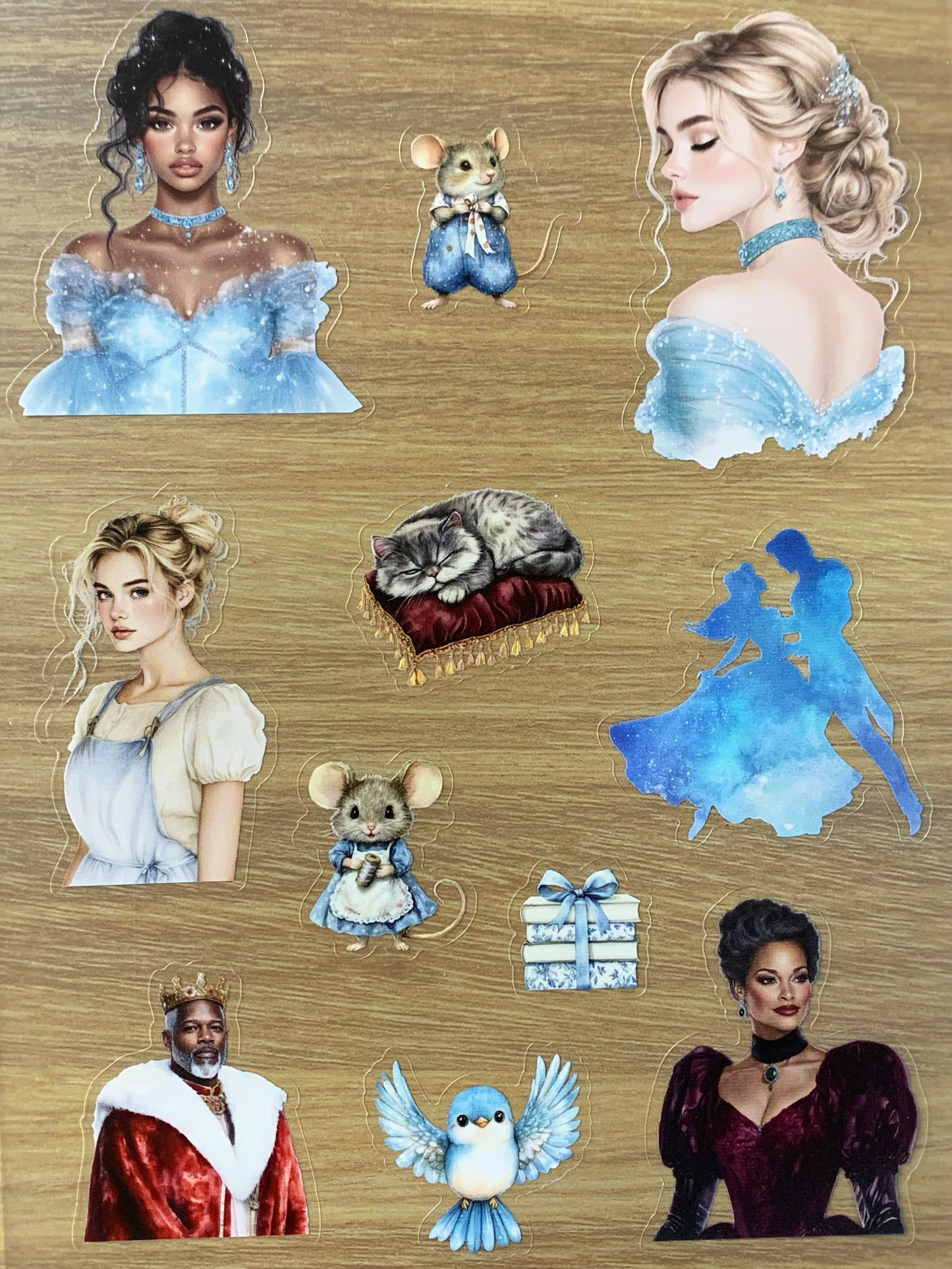 S45  Cinderella  sticker pet precut A5 size 7 pieces