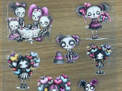 E-73 Dark Sweetheart Dolls 3D Embossed sticker 1 piece