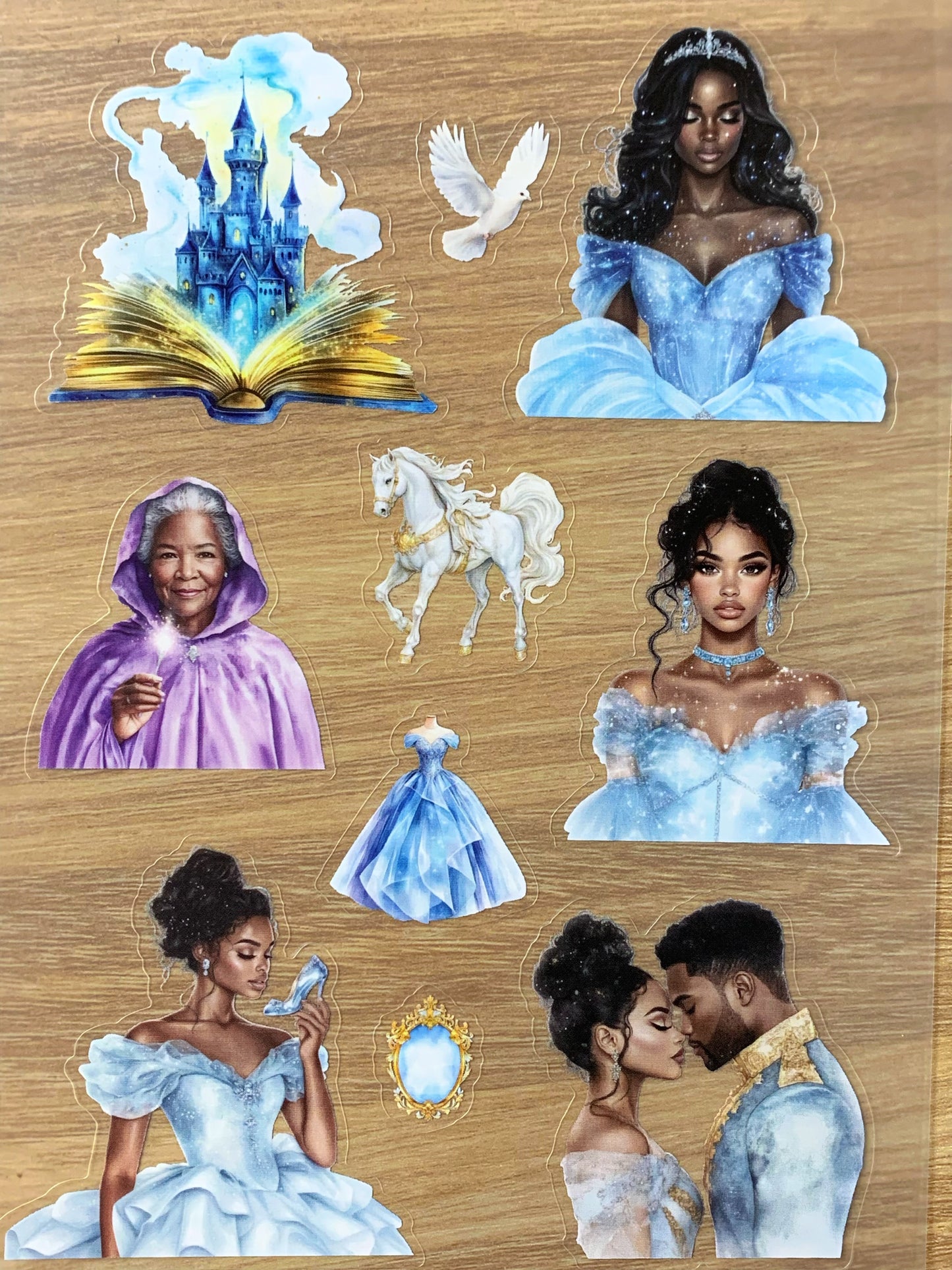 S45  Cinderella  sticker pet precut A5 size 7 pieces