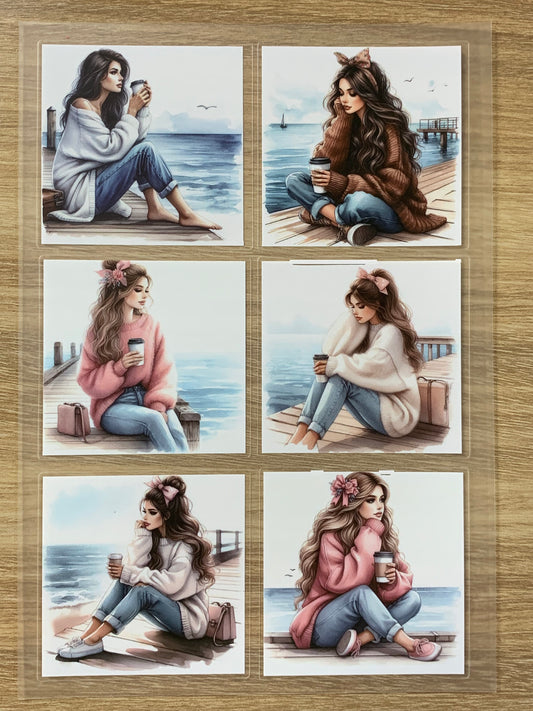 S25 Seaside Coffee Moments  sticker pet precut A5 size 2 pieces