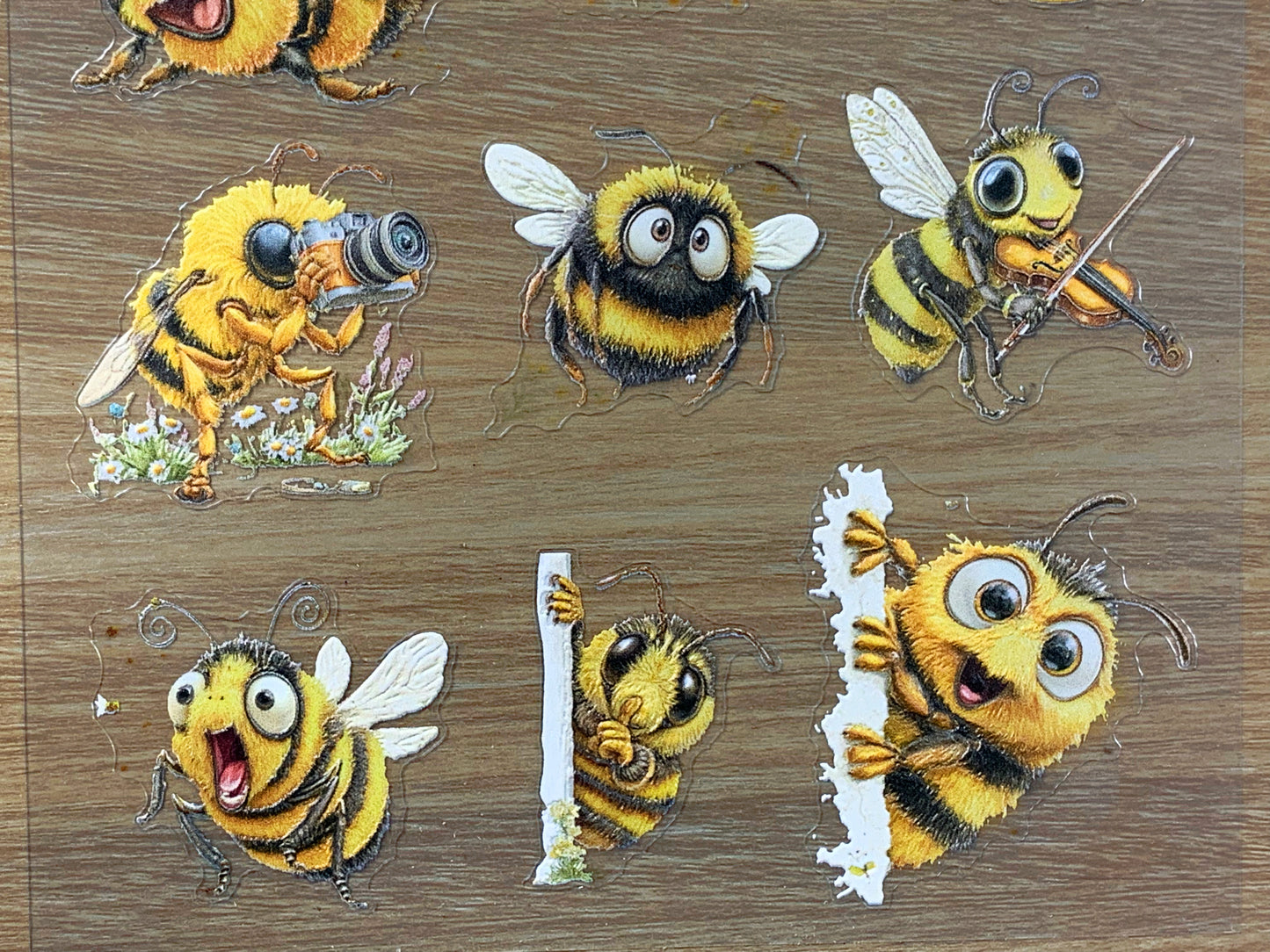 E-101 Straw Hat Bee Farmer 3D Embossed sticker 1 piece