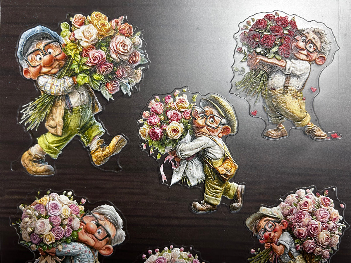 E-220 Bouquet Grandpa 2.0 3D Embossed  sticker A5 size  1 piece