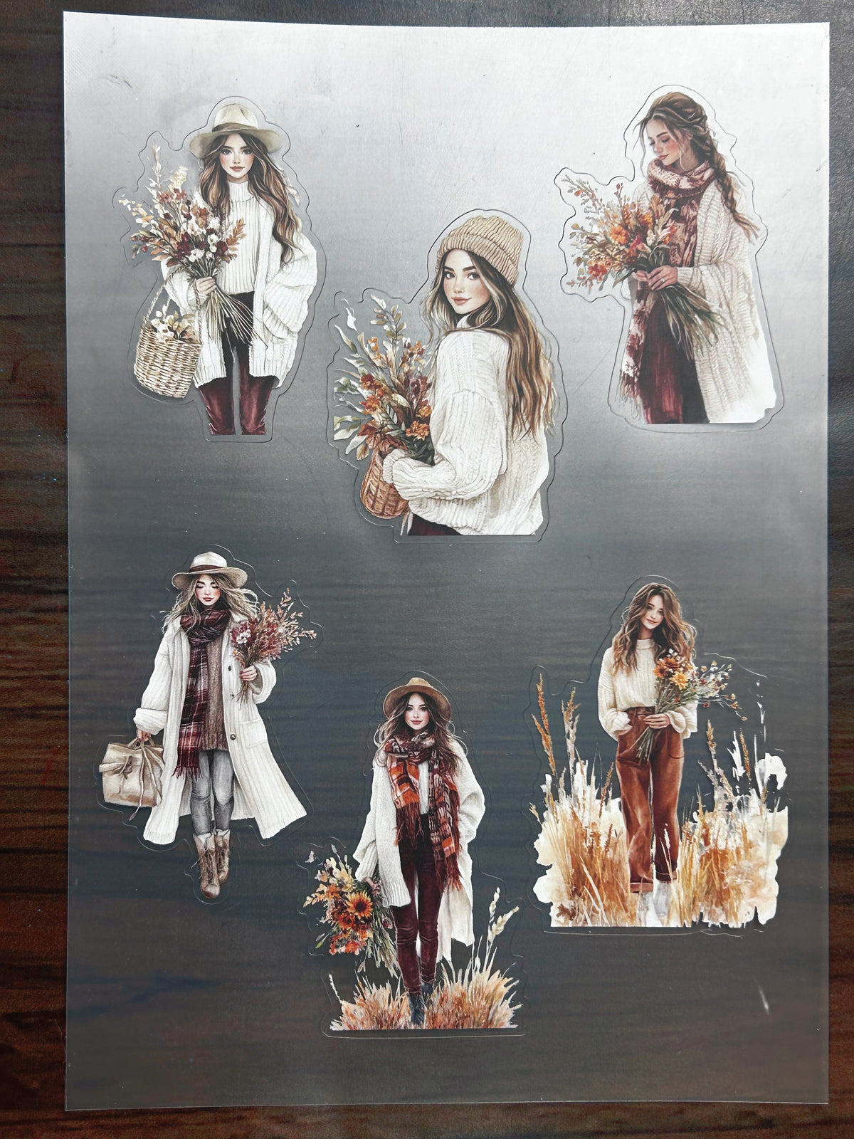 S-179 Autumn Flower sticker pet precut A5 size 2 pieces