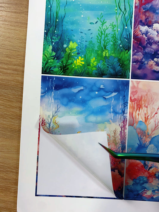 A-035  ATC background precut sticker  A4 size（1Pieces)