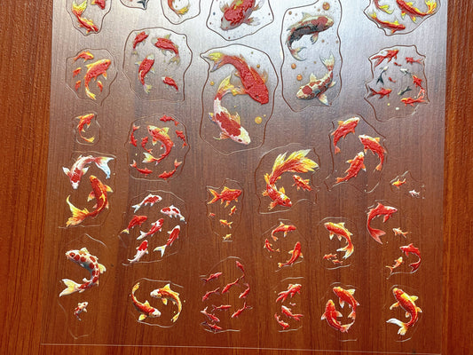 E-137 Lucky Koi-Fish 3D Embossed sticker 1 piece